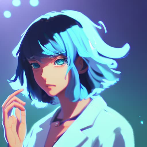 portrait+ style masterpiece. blurry background. loocing at viewers. 1girl. blue hair. Makoto Shinkai style. bangs. vibrant colors. 32K. high details. in the style skin art. blue eyes. full body. futures. beautiful.