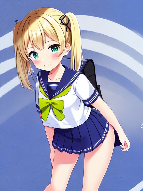 Sailor uniform Blonde twin-tail miniskirt pantiliner