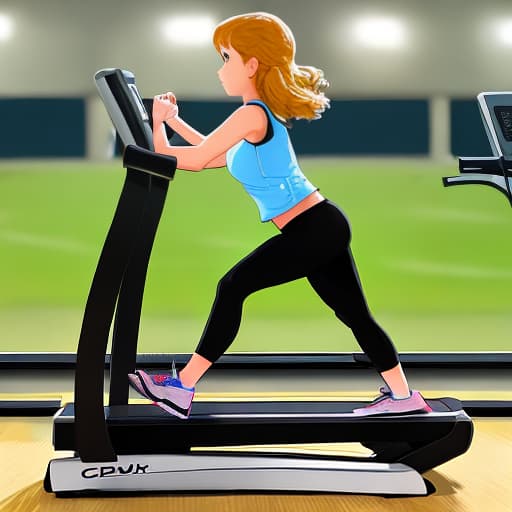  Draw me a stick figure of a girl on a treadmill,
