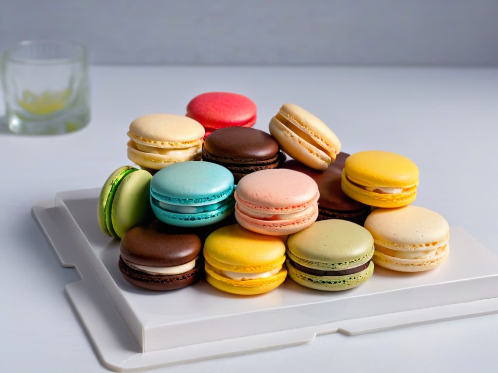  A vibrant, minimalist image showcasing an array of colorful macarons arranged in a gradient pattern from light pastel hues to deep, rich tones. The macarons are perfectly aligned in rows, each color seamlessly blending into the next, creating a visually striking representation of how color impacts the sensory experience of taste in modern pastry art. The image is captured up close, highlighting the smooth texture and intricate details of each macaron, with soft natural lighting enhancing the overall appeal of the composition. hyperrealistic, full body, detailed clothing, highly detailed, cinematic lighting, stunningly beautiful, intricate, sharp focus, f/1. 8, 85mm, (centered image composition), (professionally color graded), ((bright soft diffused light)), volumetric fog, trending on instagram, trending on tumblr, HDR 4K, 8K