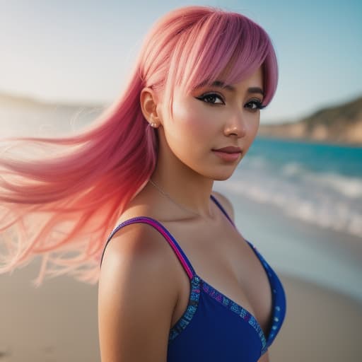  Pretty girl,pink hair,on a beach,,no clothes,full body shot, hyperrealistic, high quality, highly detailed, cinematic lighting, intricate, sharp focus, f/1. 8, 85mm, (centered image composition), (professionally color graded), ((bright soft diffused light)), volumetric fog, trending on instagram, HDR 4K, 8K
