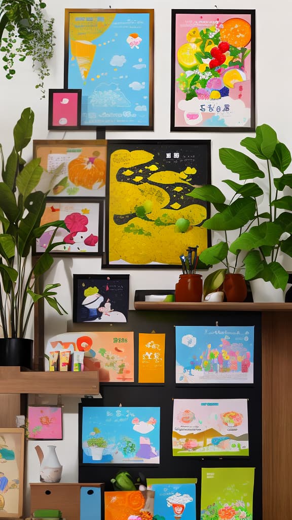  Masterpiece, best quality, milk tea poster designed for children, requires bright colors, lively, fruit, flowers and plants elements