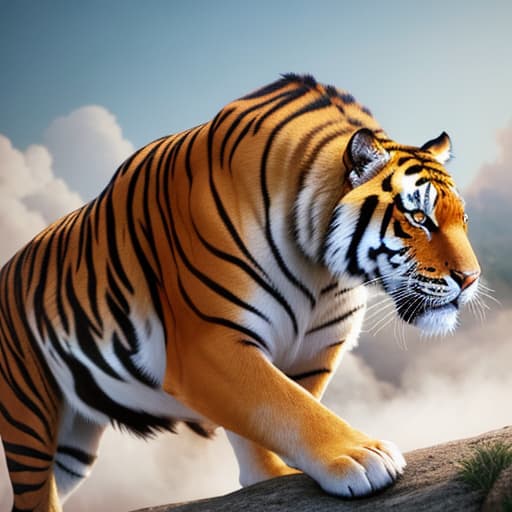  The man half man half tiger, feel strong, tiger head, scared hyperrealistic, full body, detailed clothing, highly detailed, cinematic lighting, stunningly beautiful, intricate, sharp focus, f/1. 8, 85mm, (centered image composition), (professionally color graded), ((bright soft diffused light)), volumetric fog, trending on instagram, trending on tumblr, HDR 4K, 8K