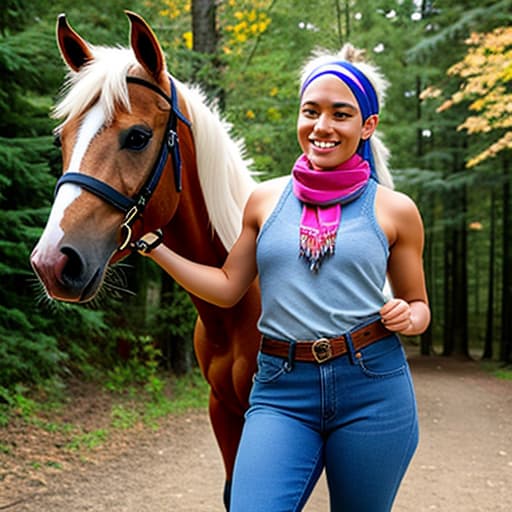  Female half human half horse in jeans and A bandana