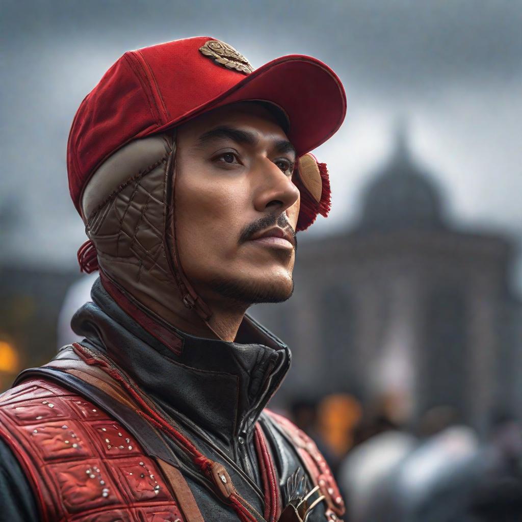  Gorra de gallo hyperrealistic, full body, detailed clothing, highly detailed, cinematic lighting, stunningly beautiful, intricate, sharp focus, f/1. 8, 85mm, (centered image composition), (professionally color graded), ((bright soft diffused light)), volumetric fog, trending on instagram, trending on tumblr, HDR 4K, 8K