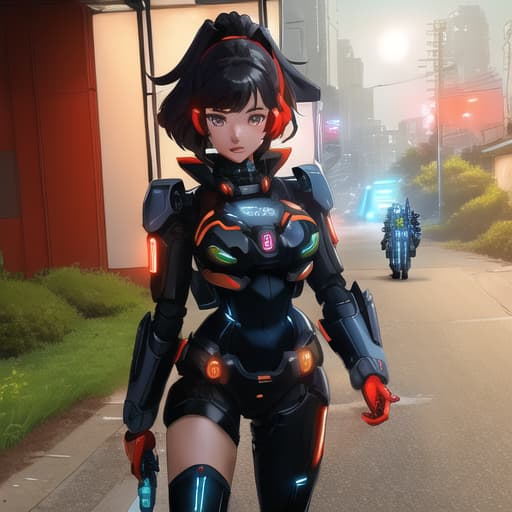  ((mecha)), exosuit, <lora:Mecha:0.8), <lora:add_detail:1.5), ultra sharp, detailed, science_fiction, red and black colors, (((made of computer chips, wires))), glowing in the dark, neon details, intricate, mecha masterpiece, detailed mech armor