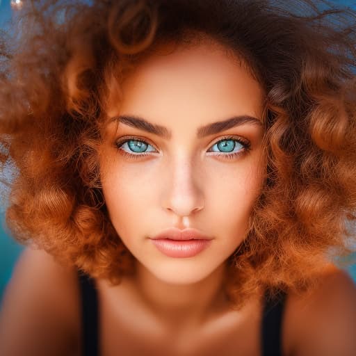portrait+ style A close-up portrait of a woman with deep brown eyes and a cascade of curly hair, her gaze piercing through the lens with an air of confidence and the slightest hint of a smile on her lips ,portrait,8k,high quality,soft lighting,high quality, Fujifilm XT3