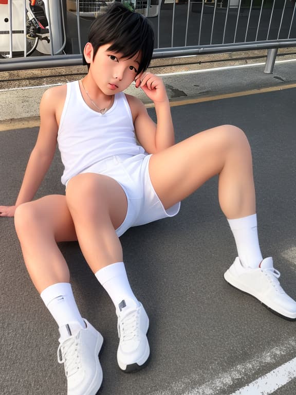  White high socks tank top cute sixth grade hot pants Japanese sweat boys boys