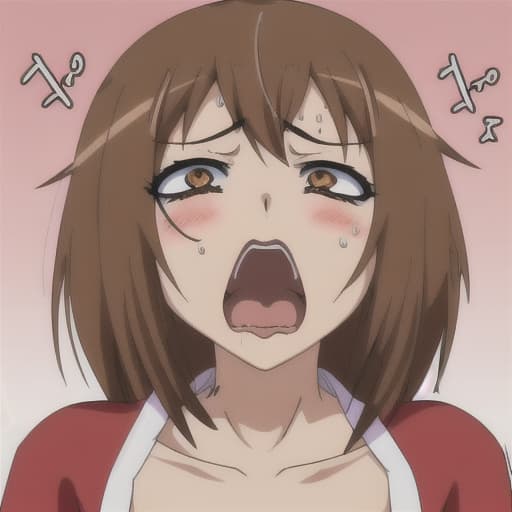  An anime girl. Brown hair. ahegao.