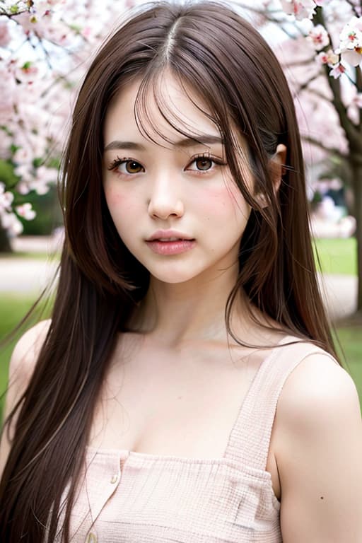  Cherry blossom festival girls with long hair, long face, brown hair,, (Masterpiece, BestQuality:1.3), (ultra detailed:1.2), (hyperrealistic:1.3), (RAW photo:1.2),High detail RAW color photo, professional photograph, (Photorealistic:1.4), (realistic:1.4), ,professional lighting, (japanese), beautiful face, (realistic face)