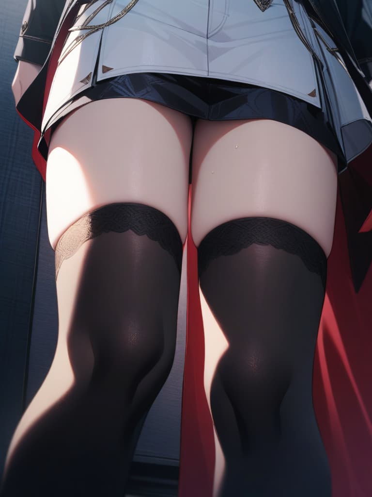  Black psycho socks on the thighs, masterpiece, best quality,8k,ultra detailed,high resolution,an extremely delicate and beautiful,hyper detail