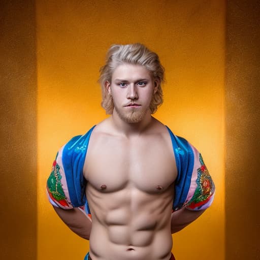 portrait+ style russian queer wrestler blonde very cute dude face