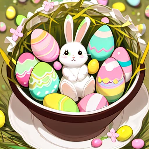  Cute Easter bunny inside of big Easter egg