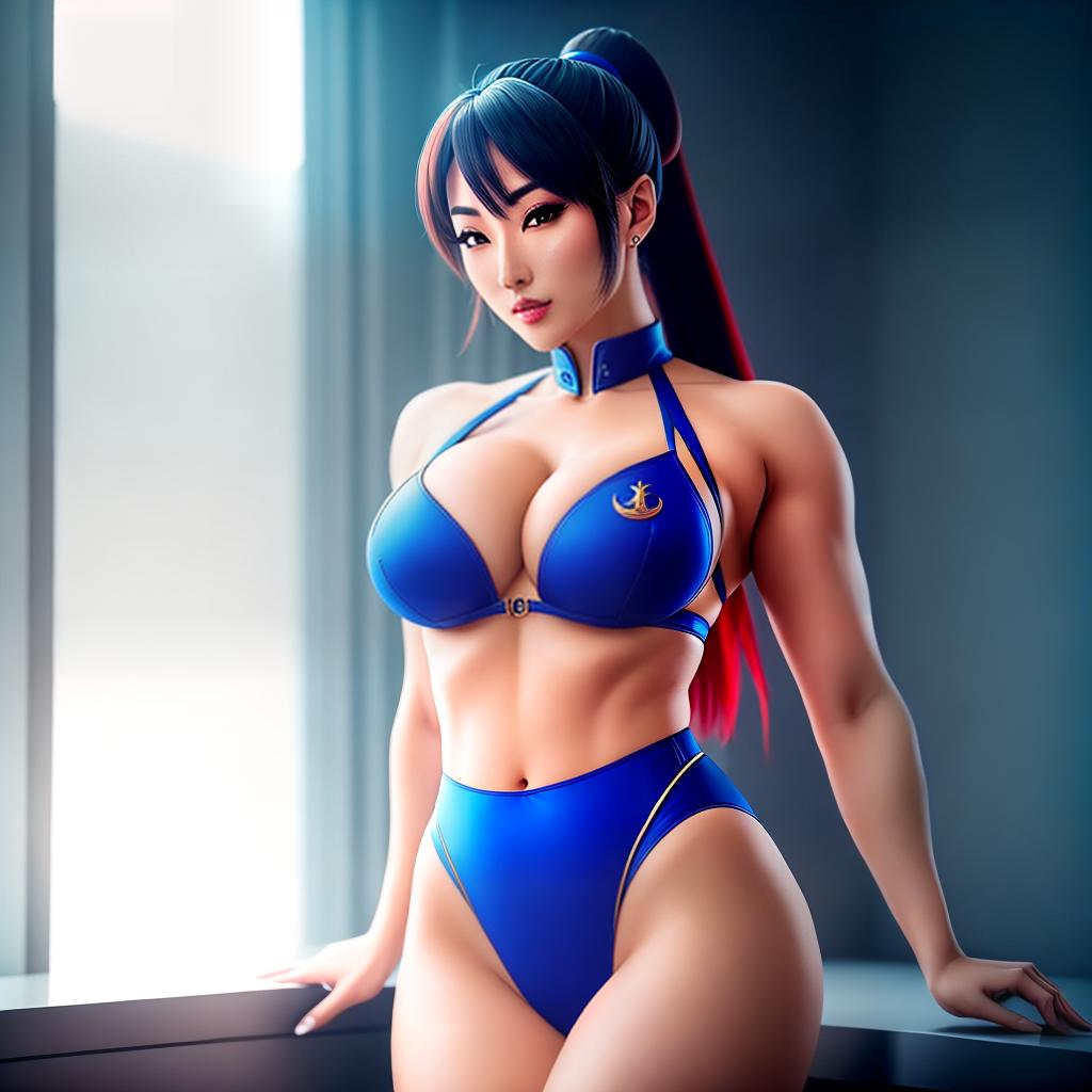  Anime girl Chun Li in a gives a,RTX,full hd hyperrealistic, full body, detailed clothing, highly detailed, cinematic lighting, stunningly beautiful, intricate, sharp focus, f/1. 8, 85mm, (centered image composition), (professionally color graded), ((bright soft diffused light)), volumetric fog, trending on instagram, trending on tumblr, HDR 4K, 8K