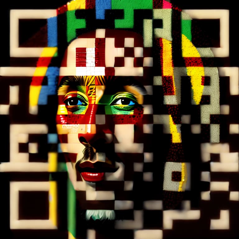  3d artwork mosaic of bob Marley face, 8k, high resolution image, ((sharp focus:1.2)),((high contrast:1.2)), best quality,