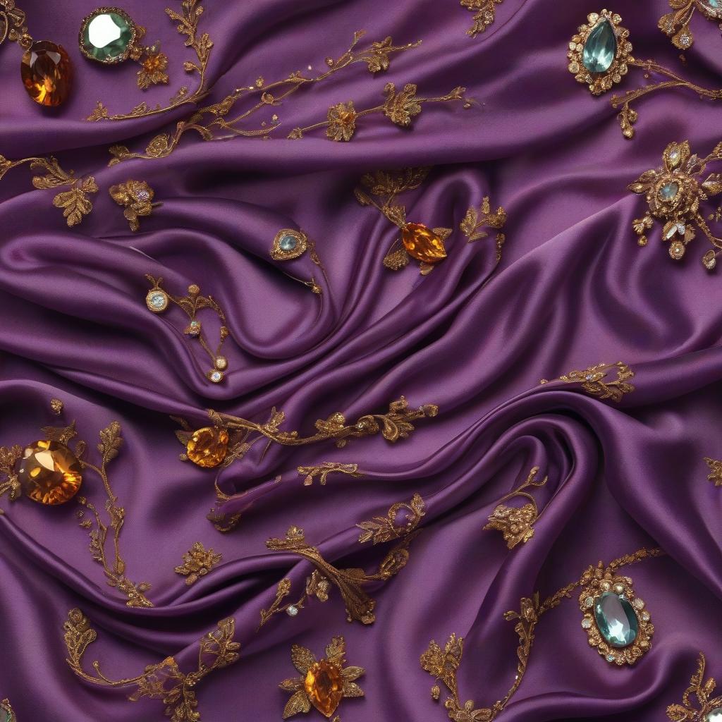  Purple silk linen. Topaz, diamonds, quartzite, amber, topaz, emerald. hyperrealistic, full body, detailed clothing, highly detailed, cinematic lighting, stunningly beautiful, intricate, sharp focus, f/1. 8, 85mm, (centered image composition), (professionally color graded), ((bright soft diffused light)), volumetric fog, trending on instagram, trending on tumblr, HDR 4K, 8K