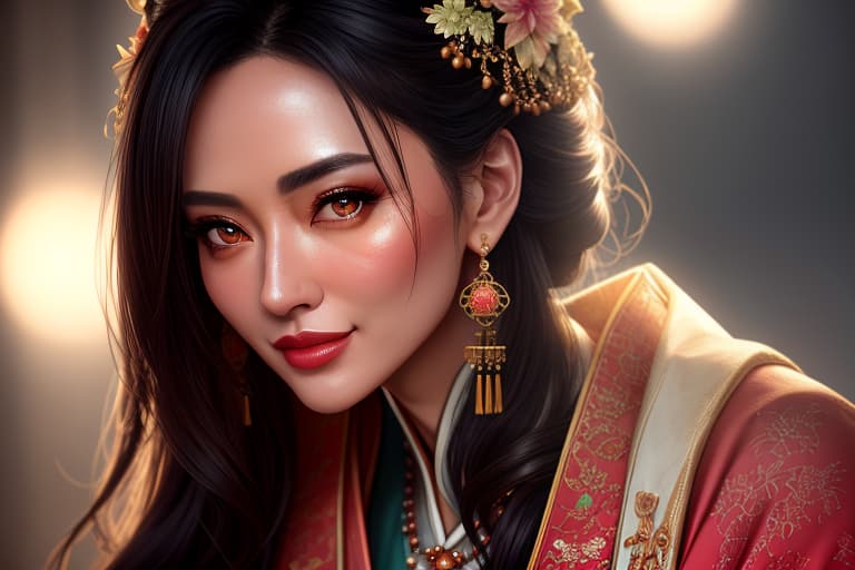  best quality, masterpiece, highres, 1girl,blush,(seductive smile:0.8),star shaped pupils,china hanfu,hair ornament,necklace, jewelry,Beautiful face,upon body, tyndall effect,photorealistic, dark studio, rim lighting, two tone lighting,(high detailed skin:1.2), 8k uhd, dslr, soft lighting, high quality, volumetric lighting, candid, Photograph, high resolution, 4k, 8k, Bokeh hyperrealistic, full body, detailed clothing, highly detailed, cinematic lighting, stunningly beautiful, intricate, sharp focus, f/1. 8, 85mm, (centered image composition), (professionally color graded), ((bright soft diffused light)), volumetric fog, trending on instagram, trending on tumblr, HDR 4K, 8K