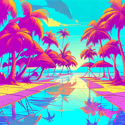 nvinkpunk Whimsical tropical beach