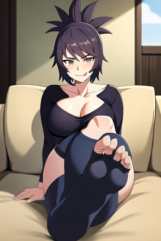  mitarashi anko,(masterpiece, best quality:1.2), illustration, absurdres, highres, extremely detailed,,,,licking foot