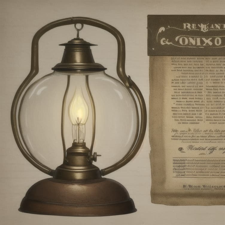  Create a vintage oil lamp advertisement of 1850 so old newspaper and the overall feel is renaissance vintage.