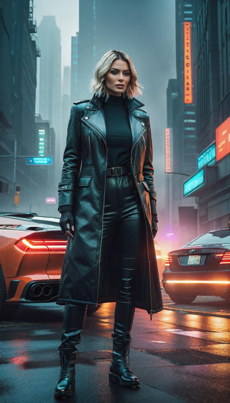  Cyberpunk style depiction of cars. The scene is set in a world where technology has advanced, but society and human conditions have not, creating a gritty, dystopian atmosphere. hyperrealistic, full body, detailed clothing, highly detailed, cinematic lighting, stunningly beautiful, intricate, sharp focus, f/1. 8, 85mm, (centered image composition), (professionally color graded), ((bright soft diffused light)), volumetric fog, trending on instagram, trending on tumblr, HDR 4K, 8K