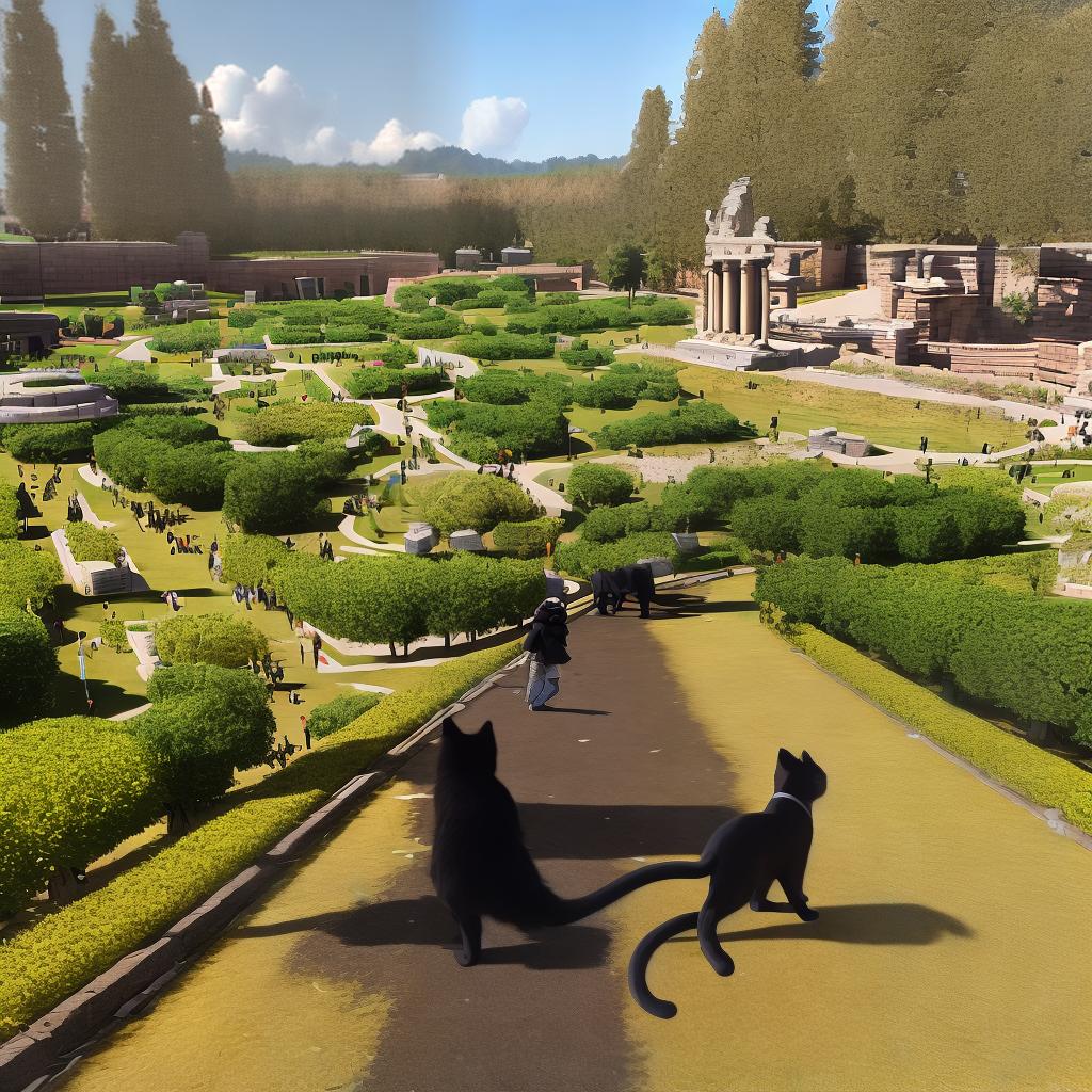  masterpiece, best quality, Anime wind, 3D, black cat, simulated humanoid, catching mice, ancient Roman battlefield, 4K, upright walking, future technology