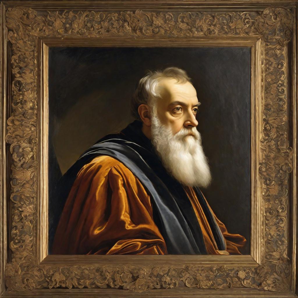  masterpiece, best quality,Painting a portrait of Galileo Galilei