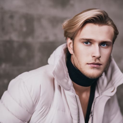 portrait+ style Russian queer reality show condensant blonde hunk dude face