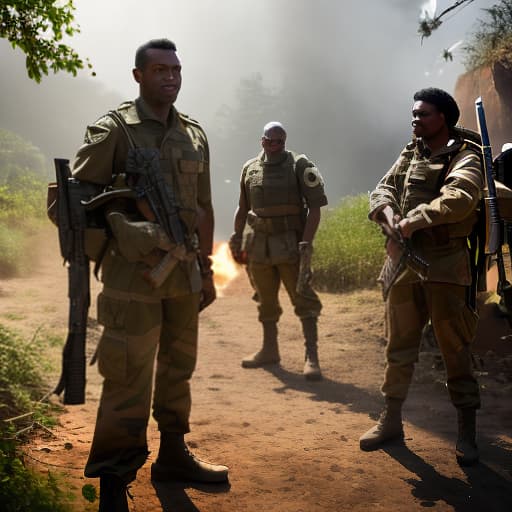 modern disney style Ethiopia military swap hyperrealistic, full body, detailed clothing, highly detailed, cinematic lighting, stunningly beautiful, intricate, sharp focus, f/1. 8, 85mm, (centered image composition), (professionally color graded), ((bright soft diffused light)), volumetric fog, trending on instagram, trending on tumblr, HDR 4K, 8K