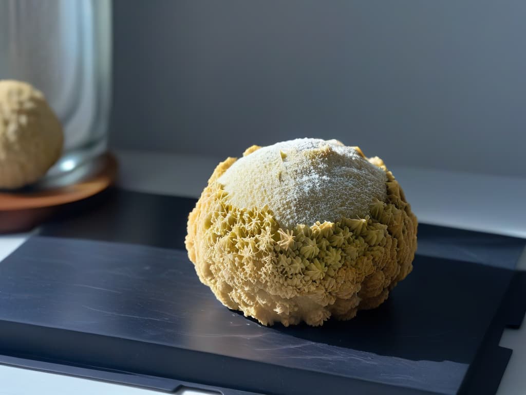  An ultradetailed closeup image of a pristine white truffle sitting on a sleek black marble countertop, highlighting its unique and intricate texture, with soft natural lighting illuminating its earthy tones and subtle ridges. hyperrealistic, full body, detailed clothing, highly detailed, cinematic lighting, stunningly beautiful, intricate, sharp focus, f/1. 8, 85mm, (centered image composition), (professionally color graded), ((bright soft diffused light)), volumetric fog, trending on instagram, trending on tumblr, HDR 4K, 8K