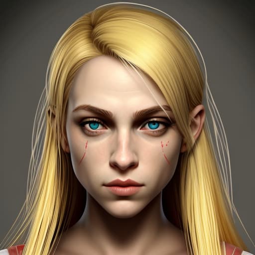  Symmetry!! portrait of a blonde haired woman in the style of god of war