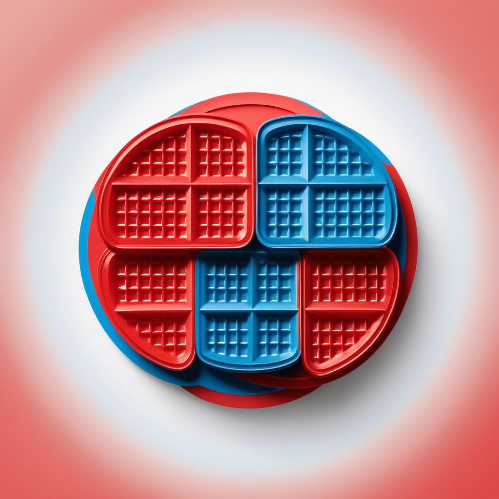  Logo, Logo d'une gaufre, couleur rouge et bleu