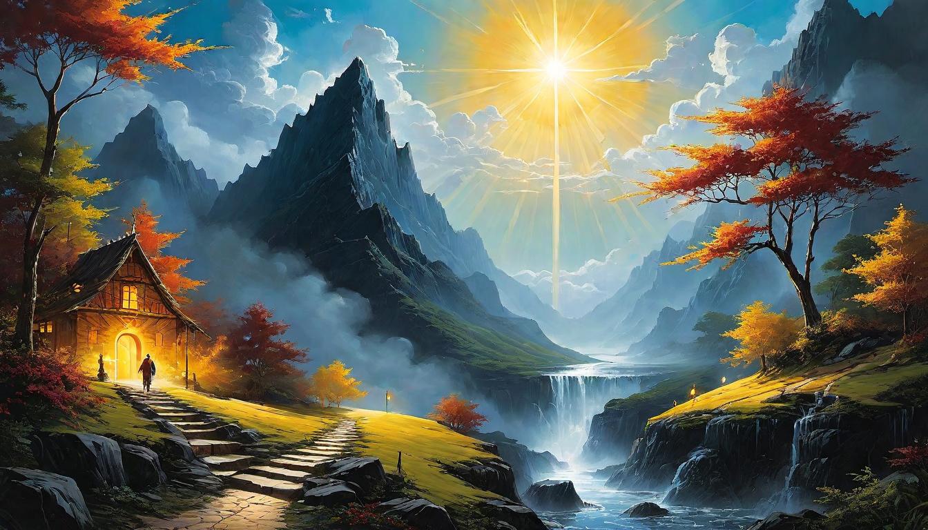  （surrealism)People emerging from darkness into bright, warm sunlight, faces showing relief and joy, sun rays cascading down, illuminating the path forward, vibrant colors symbolizing renewal, rebirth, and new beginnings mystic, intricate details, best quality)