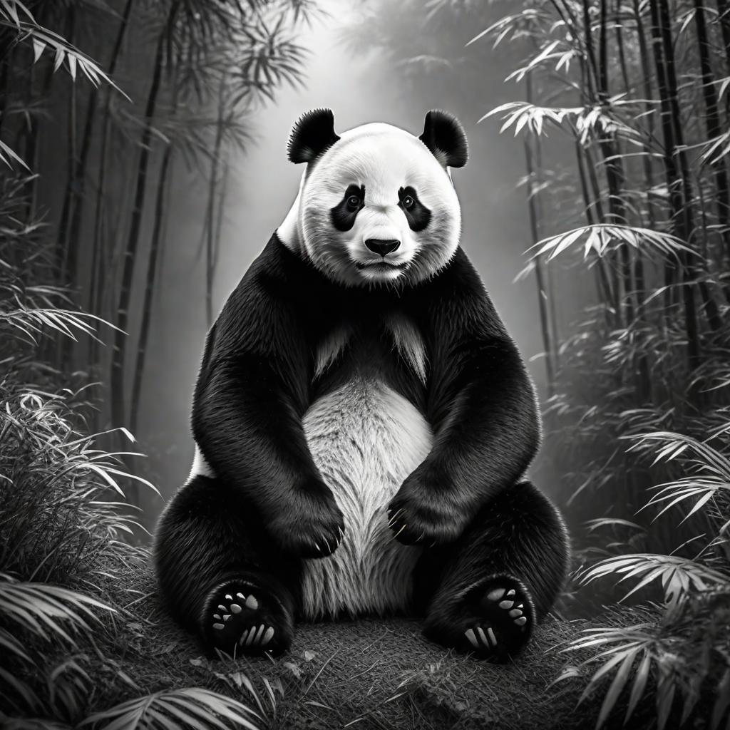  black and white coloring page with panda outlined hyperrealistic, full body, detailed clothing, highly detailed, cinematic lighting, stunningly beautiful, intricate, sharp focus, f/1. 8, 85mm, (centered image composition), (professionally color graded), ((bright soft diffused light)), volumetric fog, trending on instagram, trending on tumblr, HDR 4K, 8K