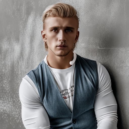 portrait+ style Russian queer fitness model blonde hunk dude face