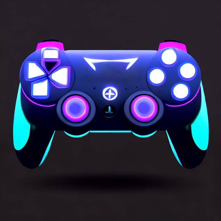  create a logo, playstation controller at the center, use colour combinations of different colours in controller, use black background, vector svg, illustration