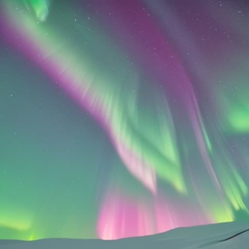  Make aurora borealis green and pink but a little bit more pink