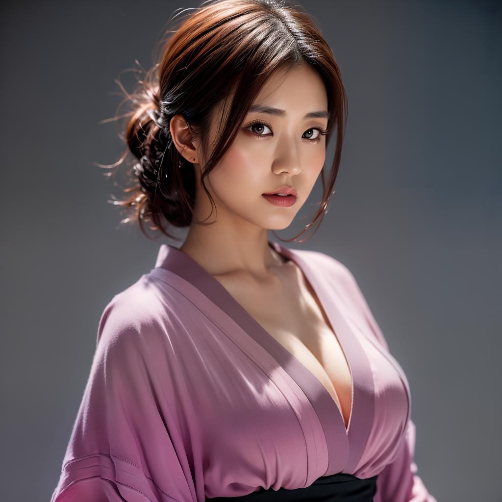  (masterpiece:1.3), (8k, photorealistic, photo, best quality: 1.4), (Japanese woman wearing clothes:),(realistic face), realistic eyes, (realistic skin), beautiful skin, kimono, (perfect body:1.3), (detailed body:1.2), hyperrealistic, full body, detailed clothing, highly detailed, cinematic lighting, stunningly beautiful, intricate, sharp focus, f/1. 8, 85mm, (centered image composition), (professionally color graded), ((bright soft diffused light)), volumetric fog, trending on instagram, trending on tumblr, HDR 4K, 8K