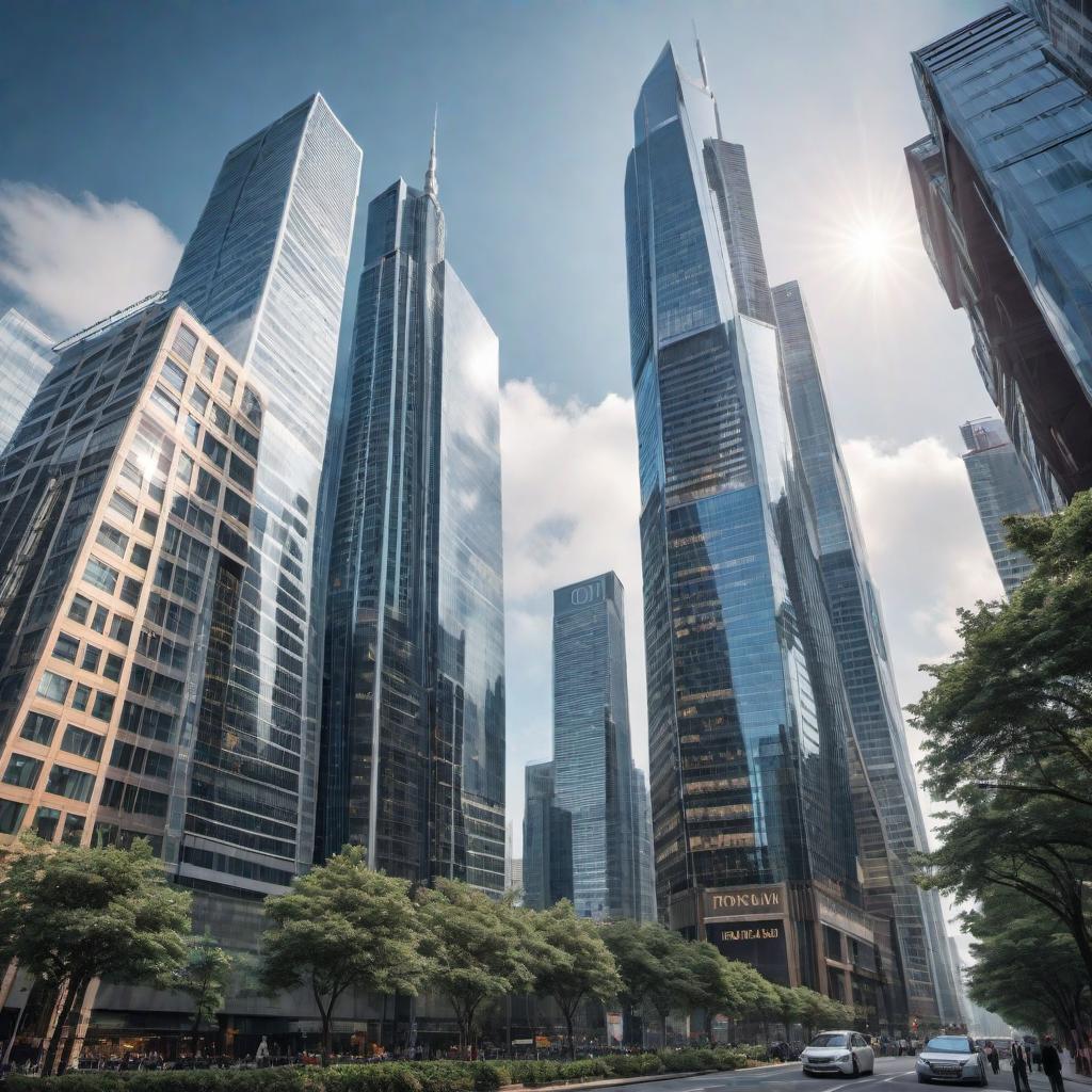  Image of skyscrapers with a clear and distinct graph overlay showing upward growth to represent business success and financial improvement. hyperrealistic, full body, detailed clothing, highly detailed, cinematic lighting, stunningly beautiful, intricate, sharp focus, f/1. 8, 85mm, (centered image composition), (professionally color graded), ((bright soft diffused light)), volumetric fog, trending on instagram, trending on tumblr, HDR 4K, 8K