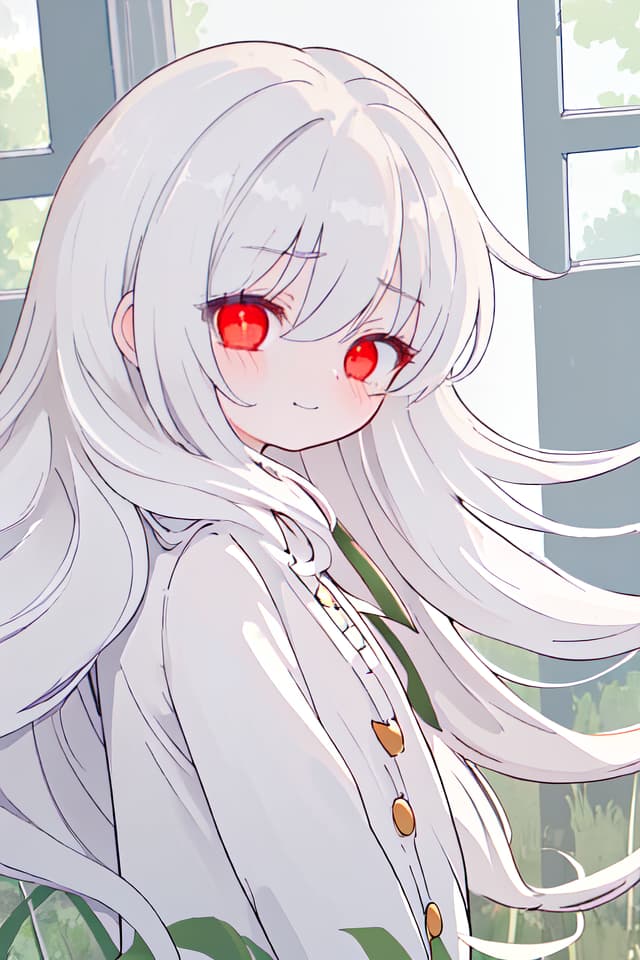  ultra detailed:1.2masterpiece:1.2,best quality,masterpiece,bestquality,hdr:1.1,8k:1.1,very cute girl:1.3,white hair:1.3,very long hair,volume hair:0.7,flare hair:1.2,curly hair:1.4,red eyes,bad mood:1.3,sleepy eyes:1.2,closed mouth:1.3,upper body:1.3,dutch angle,half closed eyes:1.8,sulking:1.6,bored:1.3,upper body:1.1,from side,from above ,grin:0.6,looking viewer