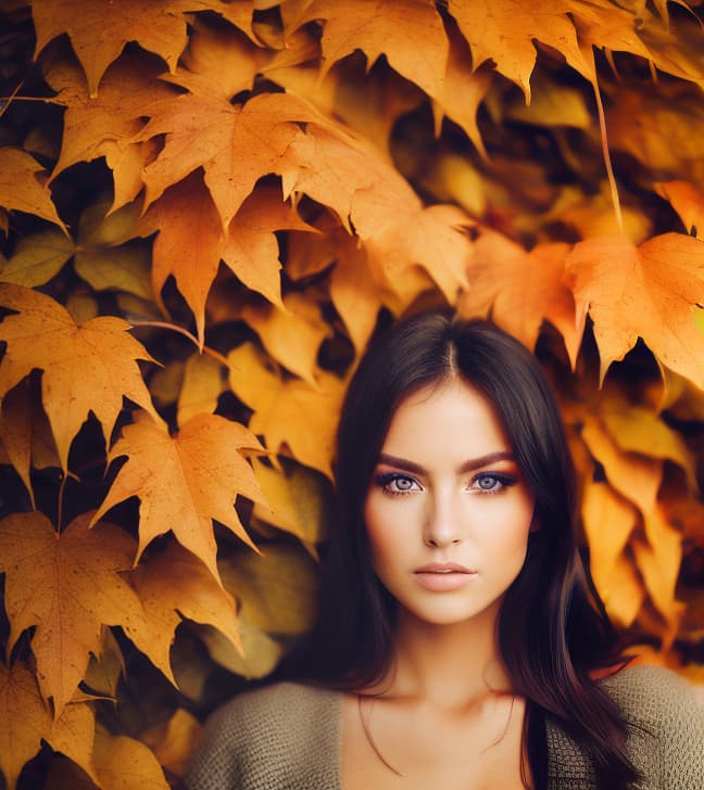 portrait+ style Eyes sparkled with the vibrant colors of autumn leaves