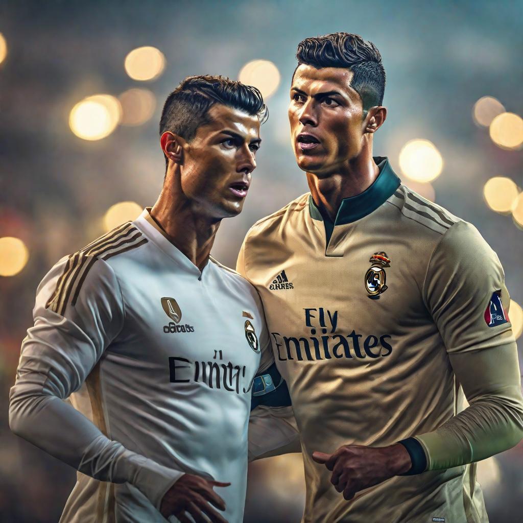  Cristiano ronaldo hyperrealistic, full body, detailed clothing, highly detailed, cinematic lighting, stunningly beautiful, intricate, sharp focus, f/1. 8, 85mm, (centered image composition), (professionally color graded), ((bright soft diffused light)), volumetric fog, trending on instagram, trending on tumblr, HDR 4K, 8K