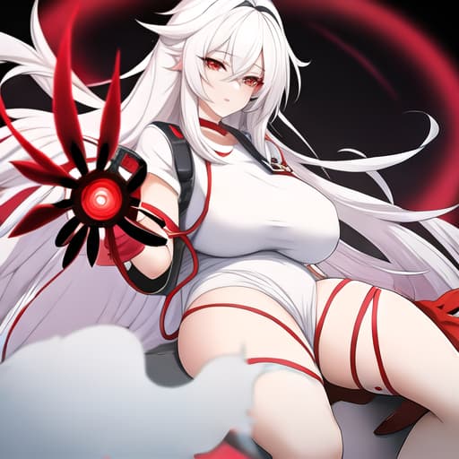  anime  with White hair and Red Eye giving birth a    of the hospital and the doctors help her