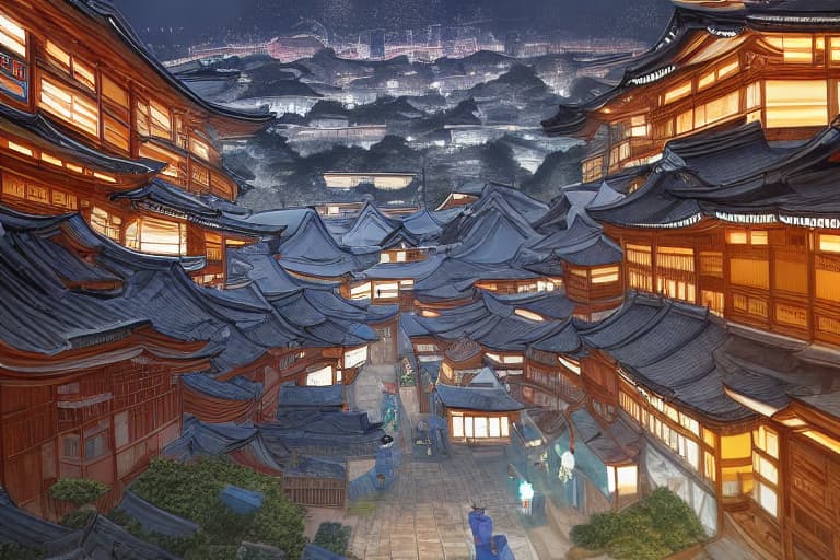  The background of the hanok, a group of secret royal inspectors shooting blue lasers from a distance follow. In the vicinity, bad bureaucrats fall and gold and silver treasures pour out at night