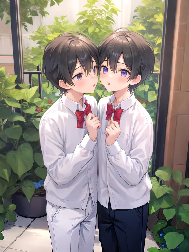  Two boys boys peeing diapers while passionately kissing