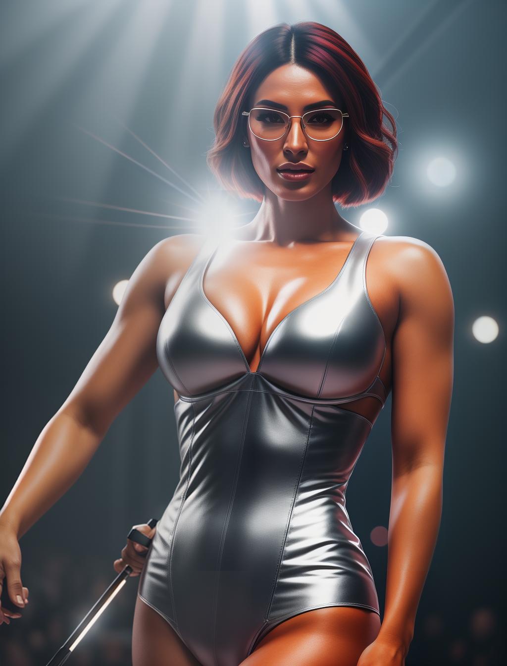  Une grosse femme brune aux cheveux bouclés avec des lunettes fait de l’escrime aux jeux olympiques hyperrealistic, full body, detailed clothing, highly detailed, cinematic lighting, stunningly beautiful, intricate, sharp focus, f/1. 8, 85mm, (centered image composition), (professionally color graded), ((bright soft diffused light)), volumetric fog, trending on instagram, trending on tumblr, HDR 4K, 8K