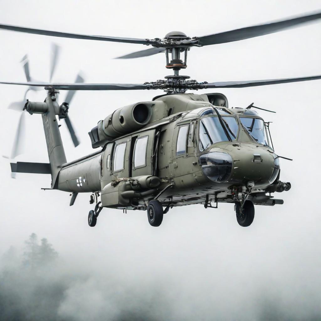  military helicopter on a white background, cute, hyper detail, full HD hyperrealistic, full body, detailed clothing, highly detailed, cinematic lighting, stunningly beautiful, intricate, sharp focus, f/1. 8, 85mm, (centered image composition), (professionally color graded), ((bright soft diffused light)), volumetric fog, trending on instagram, trending on tumblr, HDR 4K, 8K