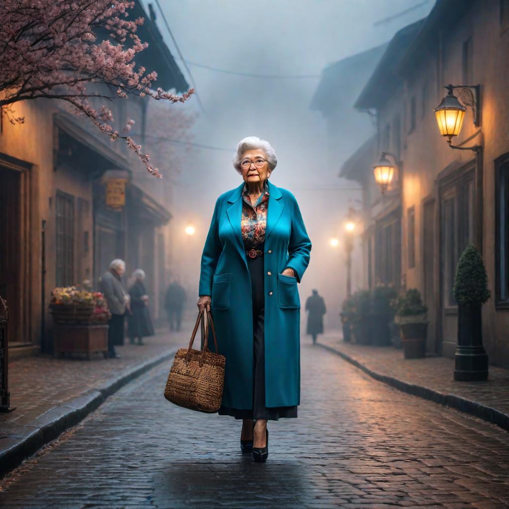  My grandma hyperrealistic, full body, detailed clothing, highly detailed, cinematic lighting, stunningly beautiful, intricate, sharp focus, f/1. 8, 85mm, (centered image composition), (professionally color graded), ((bright soft diffused light)), volumetric fog, trending on instagram, trending on tumblr, HDR 4K, 8K