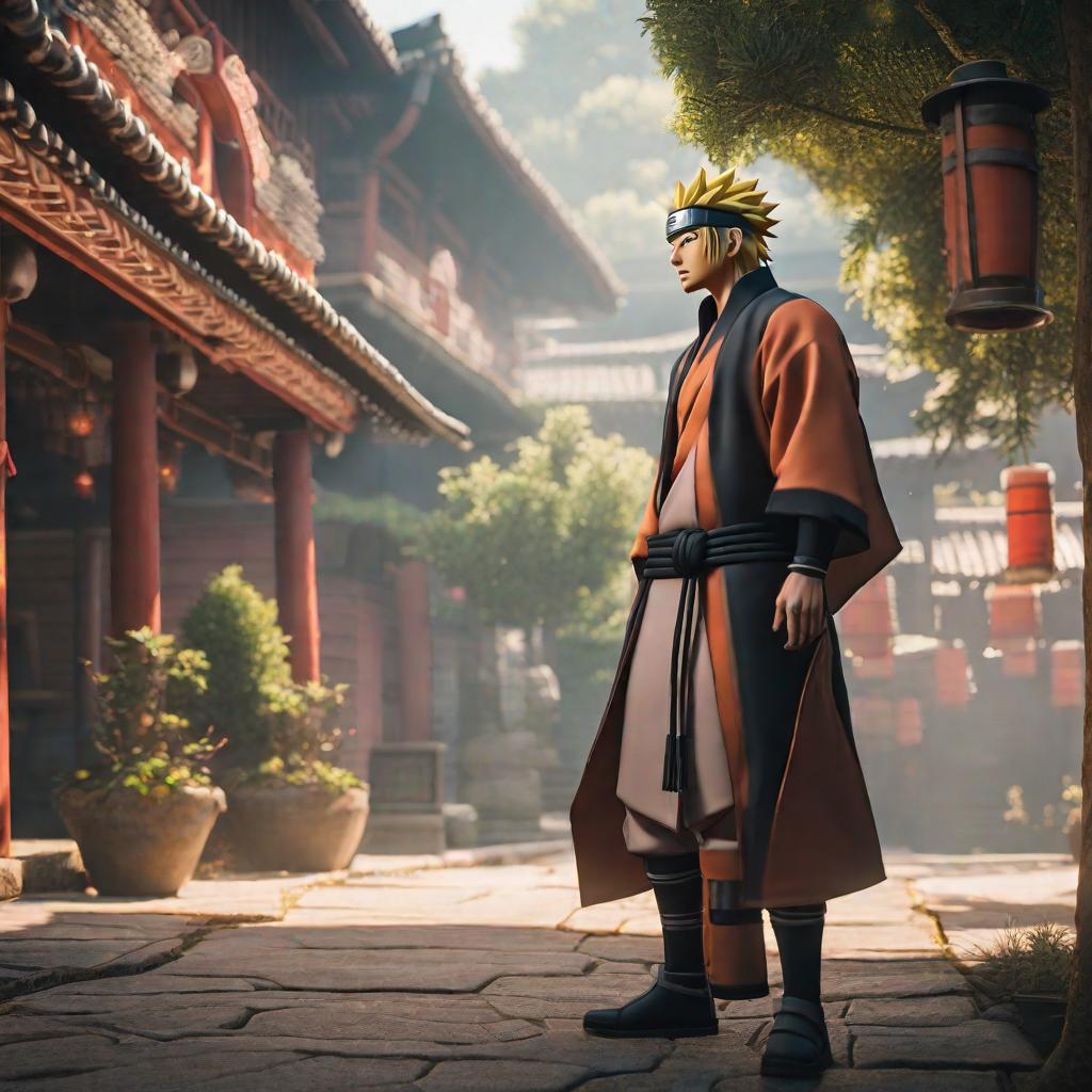  Naruto hyperrealistic, full body, detailed clothing, highly detailed, cinematic lighting, stunningly beautiful, intricate, sharp focus, f/1. 8, 85mm, (centered image composition), (professionally color graded), ((bright soft diffused light)), volumetric fog, trending on instagram, trending on tumblr, HDR 4K, 8K