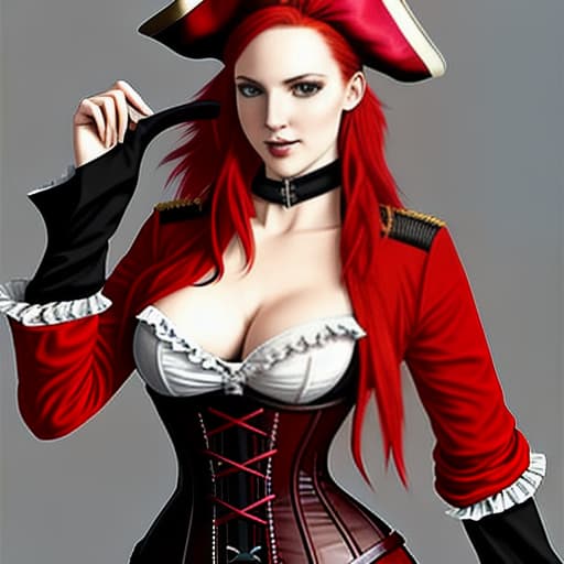  corset, pirate captain, female, red hair